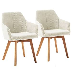 home24 Armlehnenstuhl Paruna 2er Set 60 x 83 x 59cm Weiß/Cremeweiß von home24