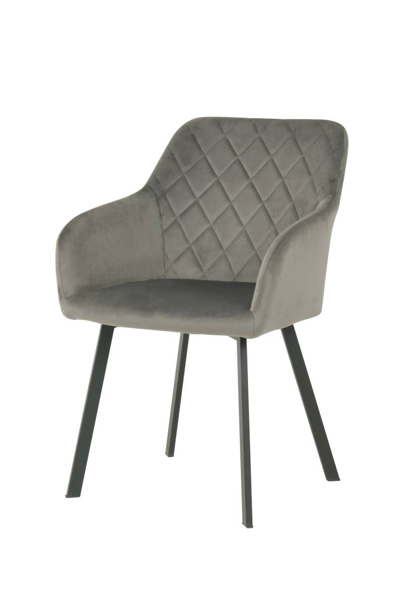 home24 Armlehnenstuhl Selef 2er-Set 55 x 84 x 61cm Grau/Grau von home24