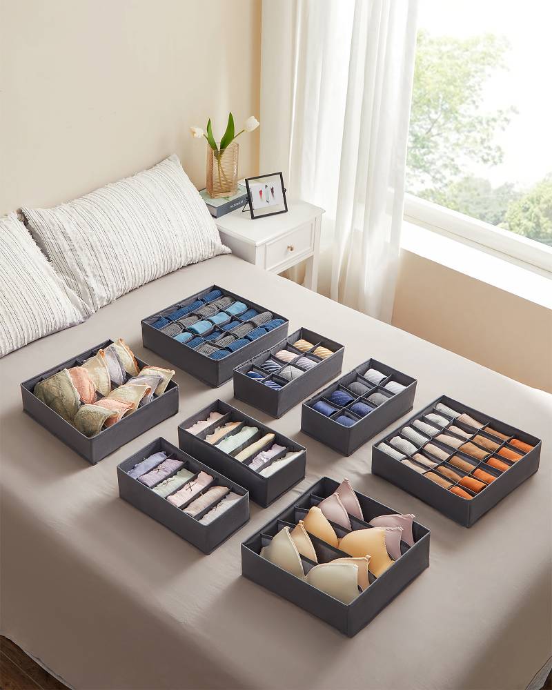 home24 Aufbewahrungsbox Rudielles 8-teilig 32 x 10 x 32cm Grau/Grau von home24