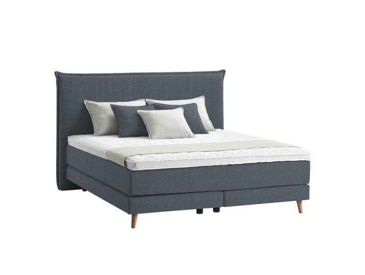 home24 BOXSPRINGBETT, Anthrazit, H2, 7-Zonen, Höhe ca. 21 cm, 180x200 cm, gepolstertes Kopfteil, Topper durchgehend, Partnermatratze mit durchgehendem von home24