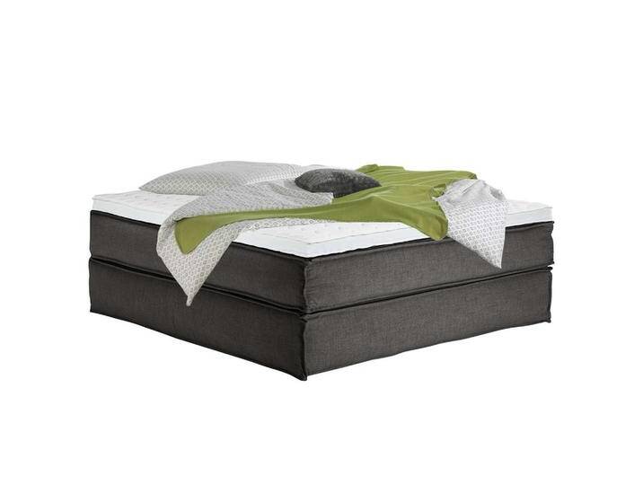 home24 BOXSPRINGBETT, Anthrazit, H3, 7-Zonen, Höhe ca. 24 cm, 180x200 cm, Topper durchgehend, Partnermatratze mit durchgehendem Bezug, Schlafzimmer, von home24