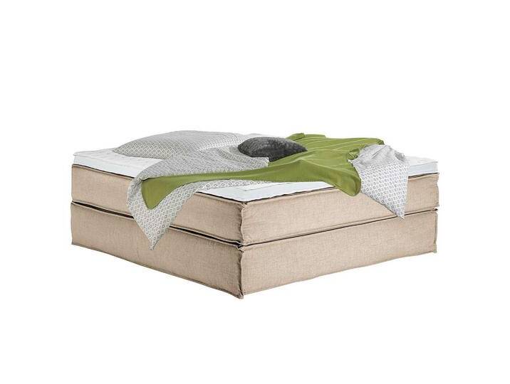 home24 BOXSPRINGBETT, Beige, H2, 7-Zonen, Höhe ca. 24 cm, 180x220 cm, Partnermatratze mit durchgehendem Bezug, Topper durchgehend, Schlafzimmer, von home24
