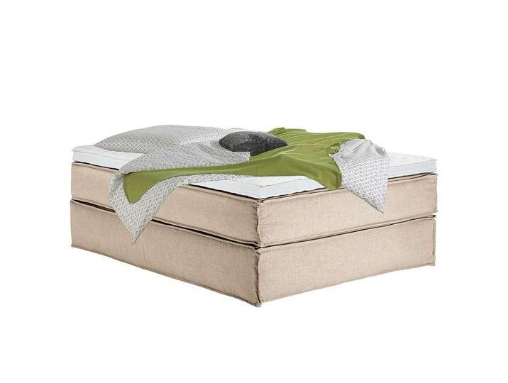 home24 BOXSPRINGBETT, Beige, H3, 7-Zonen, Höhe ca. 24 cm, 140x220 cm, Topper durchgehend, Partnermatratze mit durchgehendem Bezug, Schlafzimmer, von home24
