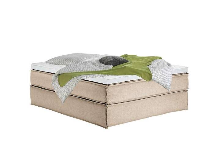 home24 BOXSPRINGBETT, Beige, H3, 7-Zonen, Höhe ca. 24 cm, 160x220 cm, Partnermatratze mit durchgehendem Bezug, Topper durchgehend, Schlafzimmer, von home24