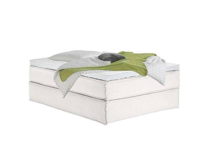 home24 BOXSPRINGBETT, Creme, H2, 7-Zonen, Höhe ca. 24 cm, 140x220 cm, Topper durchgehend, Partnermatratze mit durchgehendem Bezug, Schlafzimmer, von home24