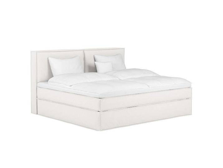 home24 BOXSPRINGBETT, Creme, H2 + H3, 7-Zonen, Höhe ca. 24 cm, 240x220 cm, gepolstertes Kopfteil, Topper durchgehend, Partnermatratze mit von home24