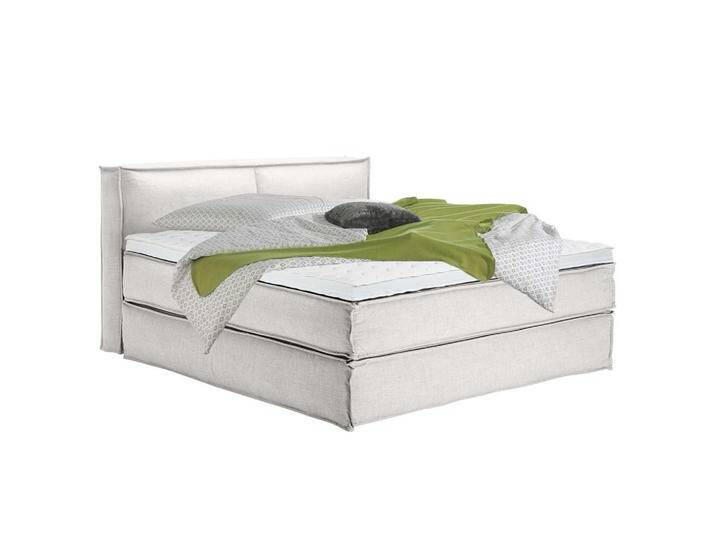 home24 BOXSPRINGBETT, Creme, H3, 7-Zonen, Höhe ca. 24 cm, 180x220 cm, gepolstertes Kopfteil, Topper durchgehend, Partnermatratze mit durchgehendem von home24