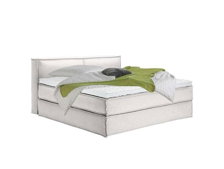 home24 BOXSPRINGBETT, Creme, H3, 7-Zonen, Höhe ca. 24 cm, 200x200 cm, gepolstertes Kopfteil, Topper durchgehend, Partnermatratze mit durchgehendem von home24