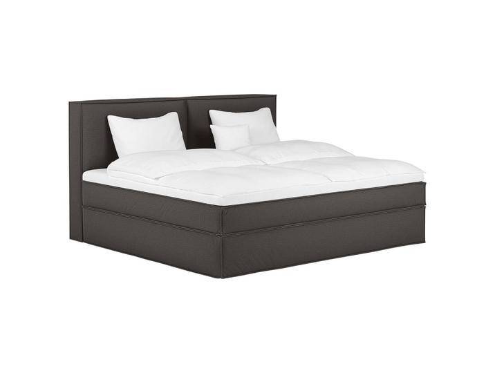 home24 BOXSPRINGBETT, Dunkelgrau, H2 + H3, 7-Zonen, Höhe ca. 24 cm, 240x200 cm, gepolstertes Kopfteil, Topper durchgehend, Partnermatratze mit von home24