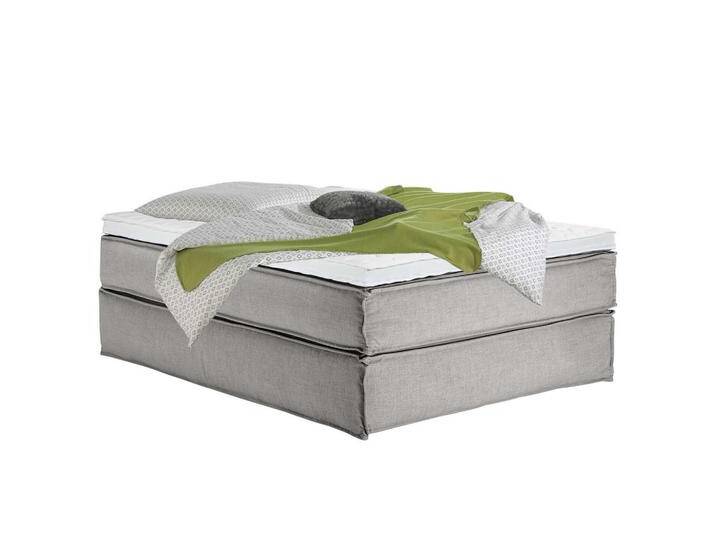 home24 BOXSPRINGBETT, Hellgrau, H2, 7-Zonen, Höhe ca. 24 cm, 160x220 cm, Topper durchgehend, Partnermatratze mit durchgehendem Bezug, Schlafzimmer, von home24