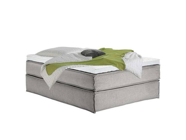 home24 BOXSPRINGBETT, Hellgrau, H2 + H3, 7-Zonen, Höhe ca. 24 cm, 140x220 cm, Topper durchgehend, Partnermatratze mit durchgehendem Bezug, von home24