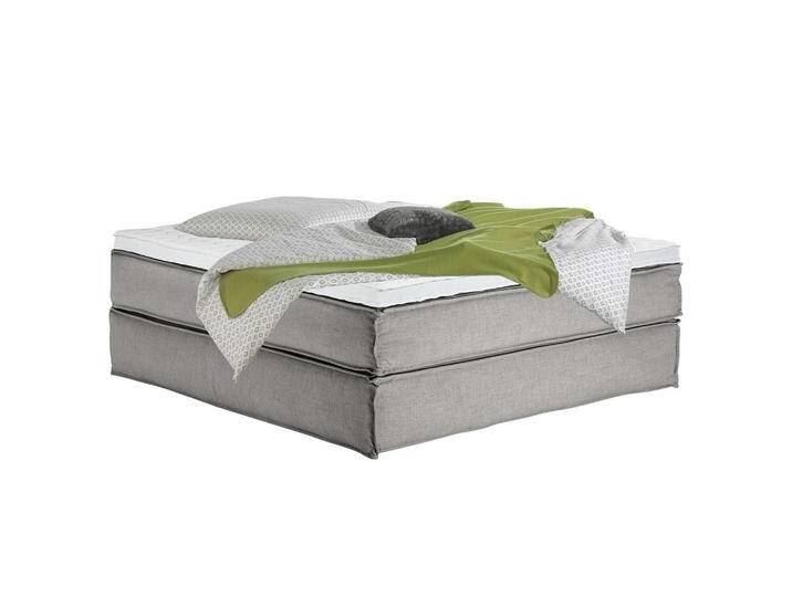 home24 BOXSPRINGBETT, Hellgrau, H3, 7-Zonen, Höhe ca. 24 cm, 200x220 cm, Topper durchgehend, Partnermatratze mit durchgehendem Bezug, Schlafzimmer, von home24