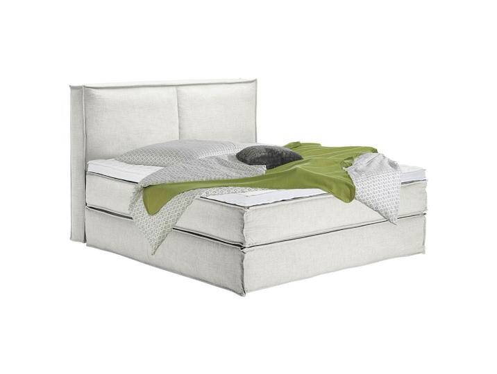 home24 BOXSPRINGBETT KINX, Creme, H2 + H3, 7-Zonen, Höhe ca. 24 cm, 180x220 cm, gepolstertes Kopfteil, Topper durchgehend, Partnermatratze mit von home24