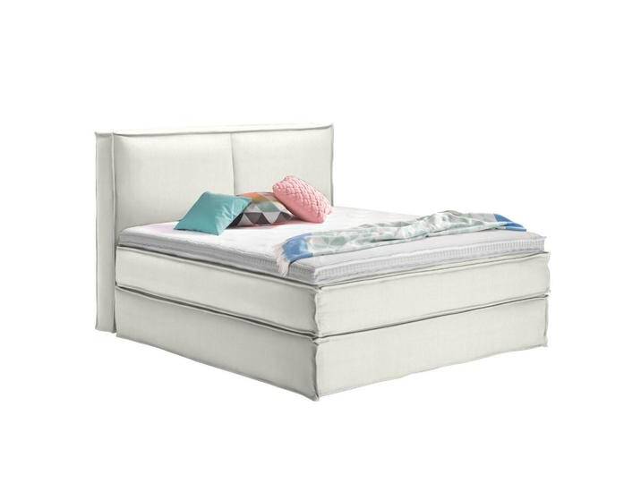 home24 BOXSPRINGBETT KINX, Creme, H3, 7-Zonen, Höhe ca. 24 cm, 140x200 cm, gepolstertes Kopfteil, Topper durchgehend, Partnermatratze mit von home24