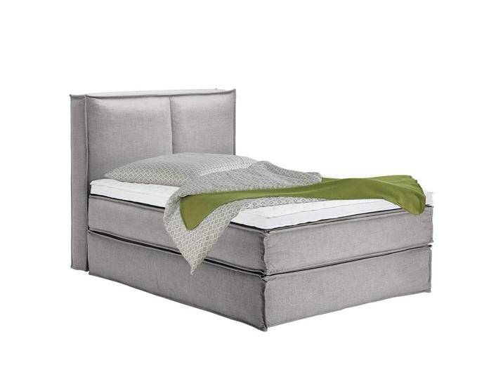 home24 BOXSPRINGBETT KINX, Hellgrau, H2 + H3, 7-Zonen, Höhe ca. 24 cm, 160x220 cm, gepolstertes Kopfteil, Topper durchgehend, Partnermatratze mit von home24