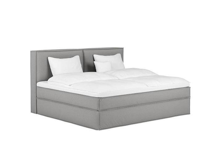 home24 BOXSPRINGBETT KINX, Hellgrau, H3, 7-Zonen, Höhe ca. 24 cm, 240x200 cm, gepolstertes Kopfteil, Topper durchgehend, Partnermatratze mit von home24