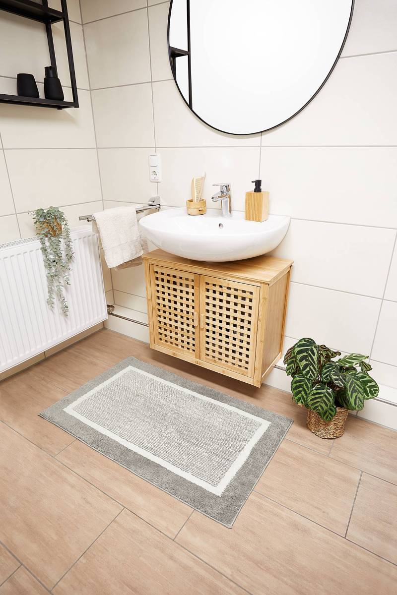 home24 Badematte Maui 2er-Set Kombination A 1cm Grau/Grau von home24