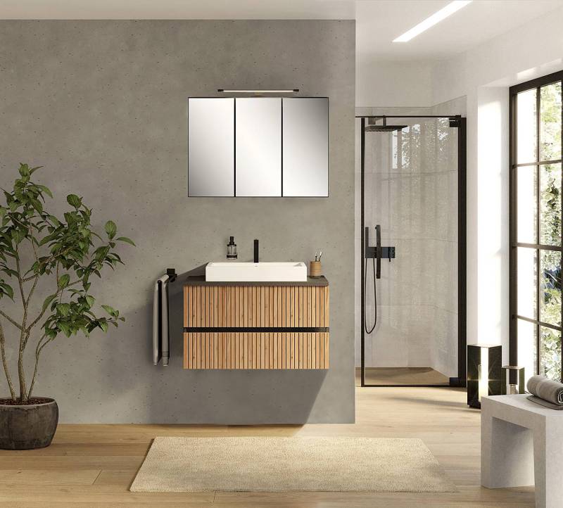 home24 Badezimmerset Kombi C 90 x 200 x 47cm Grau von home24