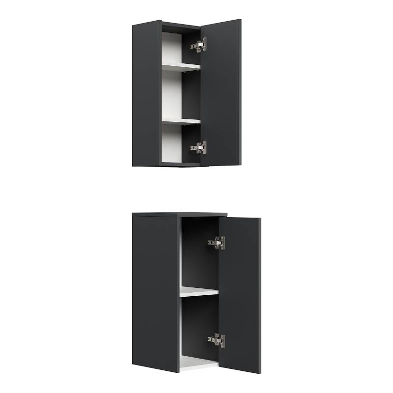 home24 Badschrank Set Limes 2er Set 30 x 71 x 33cm Grau/Graphit von home24
