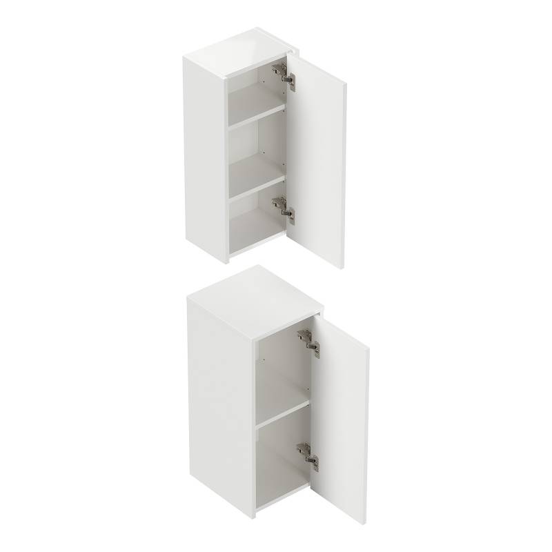 home24 Badschrank Set Limes 2er Set 30 x 71 x 33cm Weiß/Hochglanz Weiß von home24