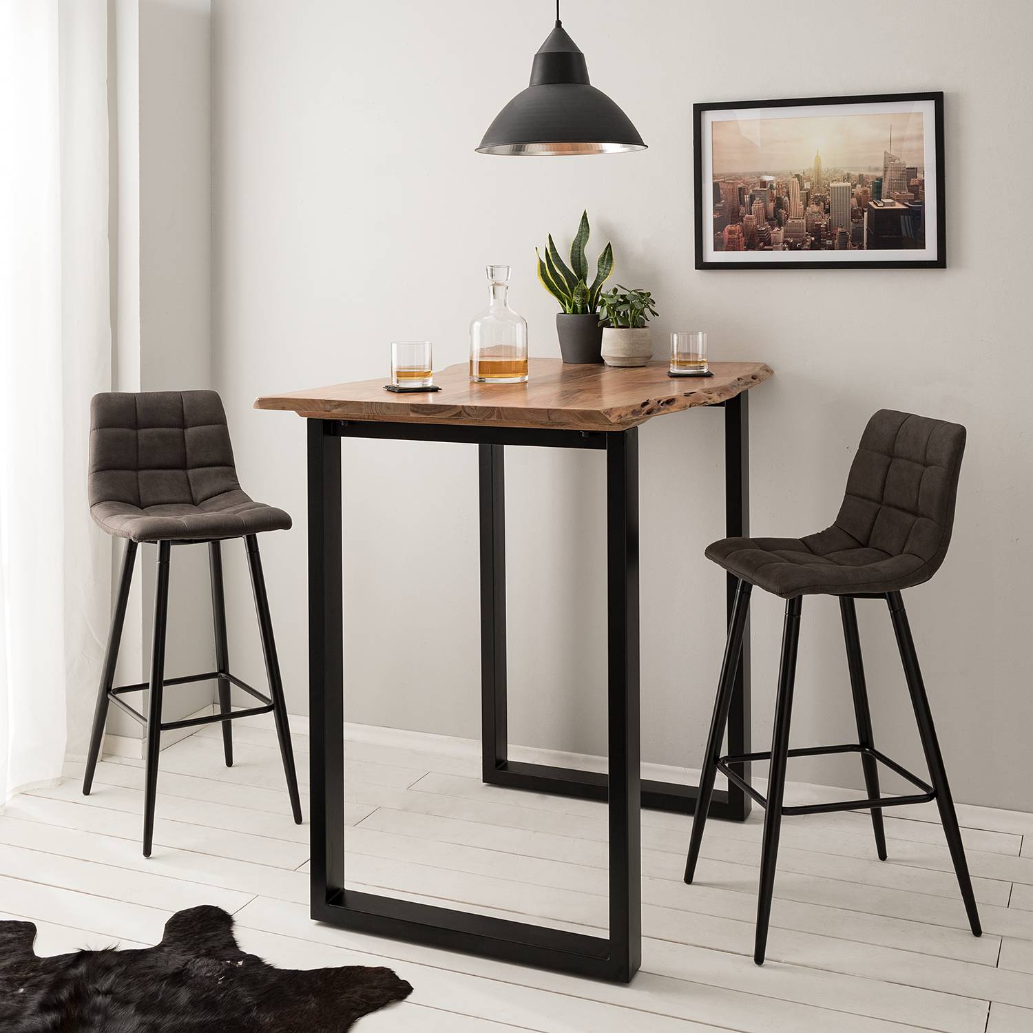 home24 Barstuhl Donnell (2er-Set) 43 x 104 x 52cm Anthrazit von home24