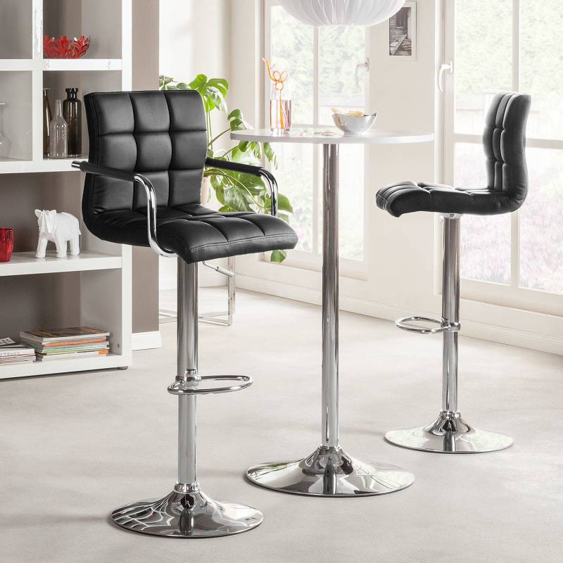 home24 Barstuhl Fitzgerald 53 x 96 x 49cm 2er Set Schwarz / Chrom von home24