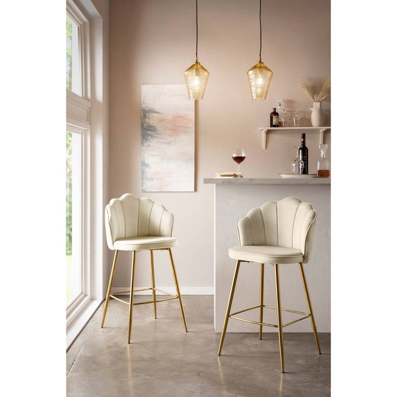 home24 Barstuhl Zelda (2er-Set) 52 x 100 x 54cm Creme von home24