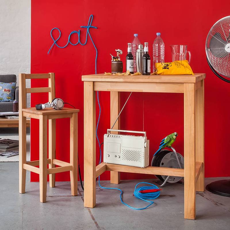 home24 Bartisch JazWOOD 80cm Braun/Kernbuche von home24