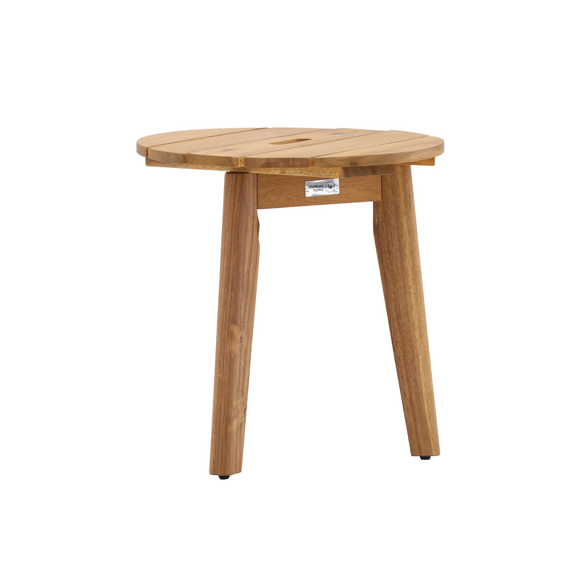 home24 Beistelltisch Chania Akazie Ø 40cm Beige/Beige von home24