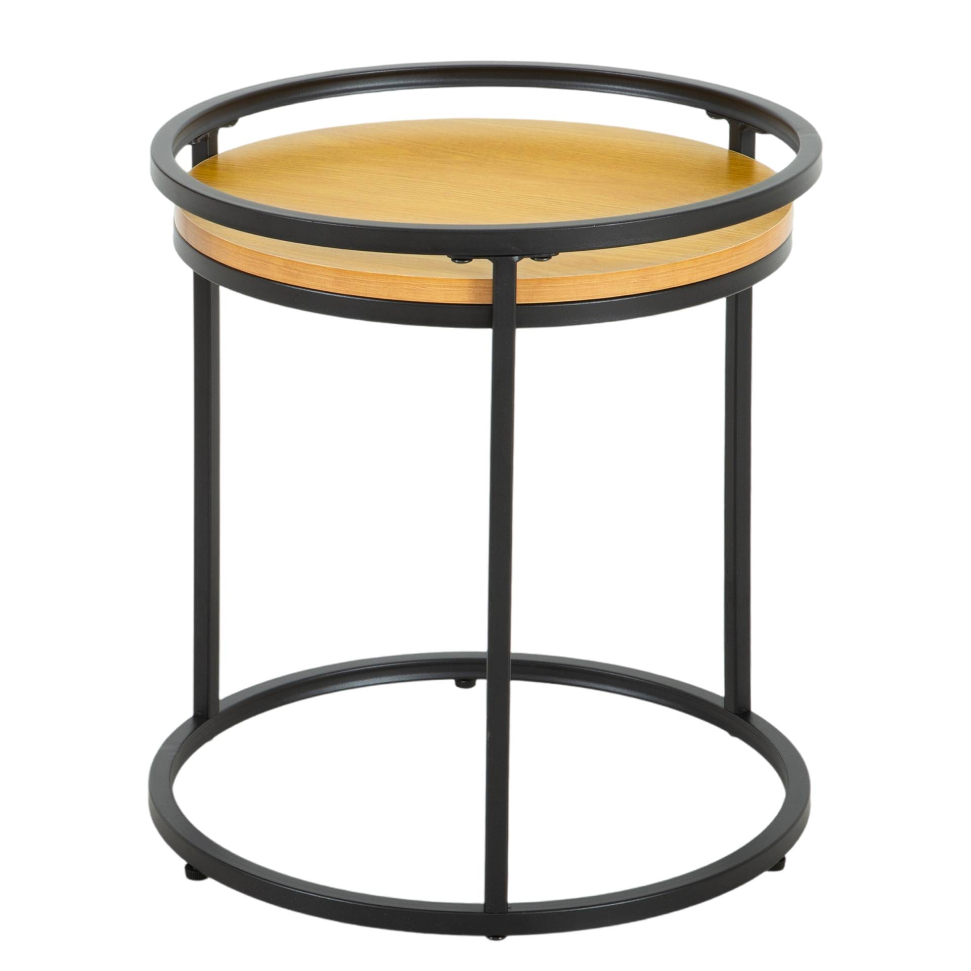 home24 Beistelltisch-Set JAMAESON 2-teilig rund Ø 50cm Schwarz/Braun/Beige/Eiche Dekor/Schwarz home24 Beistelltisch-Set JAMAESON 2-teilig rund Ø 50cm Schwarz/Braun/Beige/Eiche Dekor/Schwarz von home24