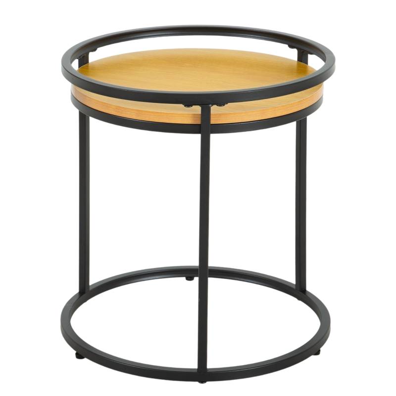 home24 Beistelltisch-Set JAMAESON 2-teilig rund Ø 50cm Schwarz/Braun/Beige/Eiche Dekor/Schwarz home24 Beistelltisch-Set JAMAESON 2-teilig rund Ø 50cm Schwarz/Braun/Beige/Eiche Dekor/Schwarz von home24