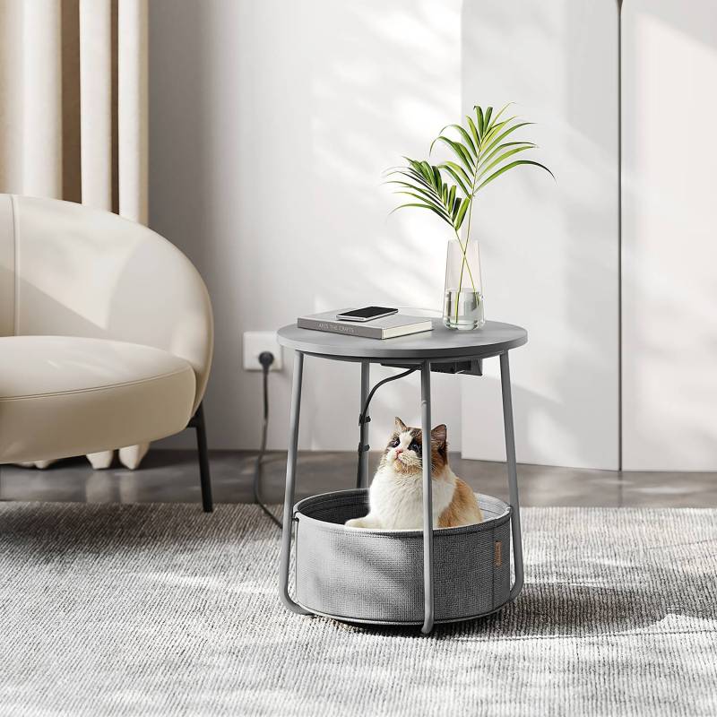 home24 Beistelltisch mit Steckdose Ø 45cm Grau/Grau/Graphit home24 Beistelltisch mit Steckdose Ø 45cm Grau/Grau/Graphit von home24
