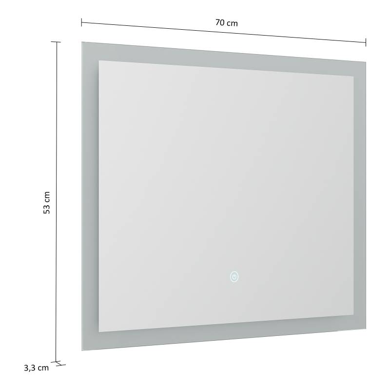 home24 Beleuchteter Badspiegel 70 x 53cm Spanplatte, foliert 70 x 53cm von home24