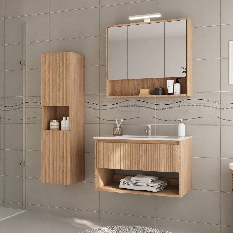 home24 Beleuchteter Spiegelschrank 80 x 74 x 22cm Braun home24 Beleuchteter Spiegelschrank 80 x 74 x 22cm Braun von home24