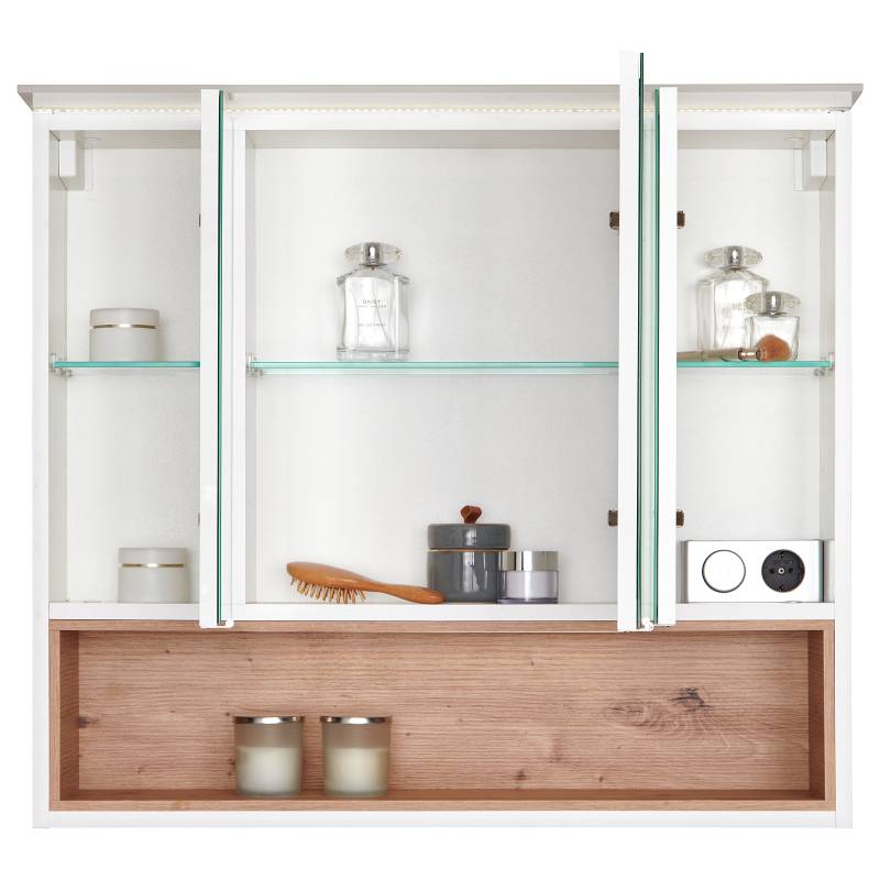 home24 Beleuchteter Spiegelschrank 80cm Weiß von home24