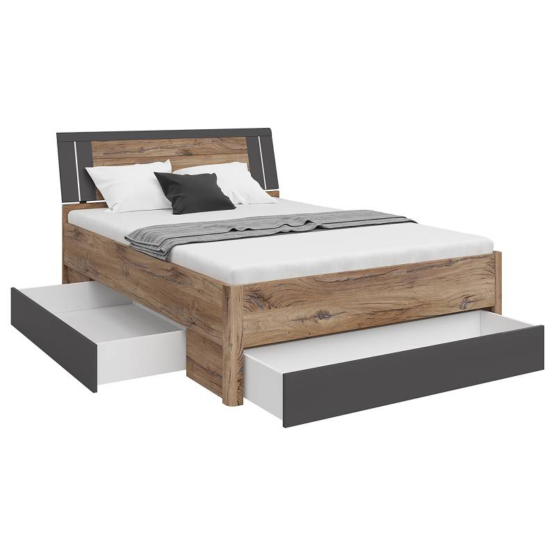 home24 Beleuchtetes Bettgestell Domeys 140 x 200cm Kopfteil: MDF Mitteldichte Holzfaserplatte , foliert Rahmen: Spanplatte, foliert home24 Beleuchtetes Bettgestell Domeys 140 x 200cm Kopfteil: MDF Mitteldichte Holzfaserplatte , foliert Rahmen: Spanplatte, foliert von home24