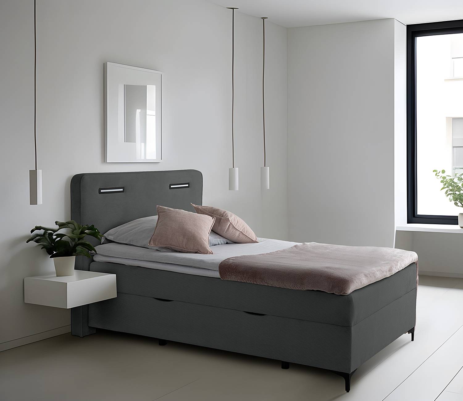 home24 Beleuchtetes Boxbett Tewon 120 x 200cm Cordstoff Onika Grau home24 Beleuchtetes Boxbett Tewon 120 x 200cm Cordstoff Onika Grau von home24