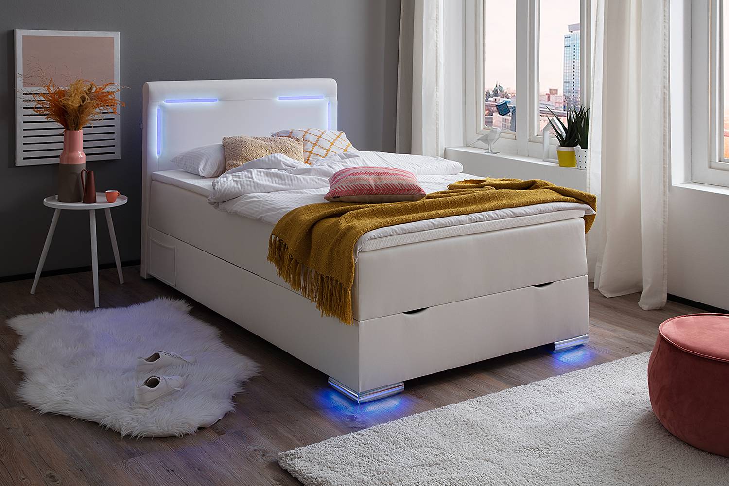 home24 Beleuchtetes Boxspringbett Los Angeles 120 x 200cm Kunstleder Mei Weiß home24 Beleuchtetes Boxspringbett Los Angeles 120 x 200cm Kunstleder Mei Weiß von home24
