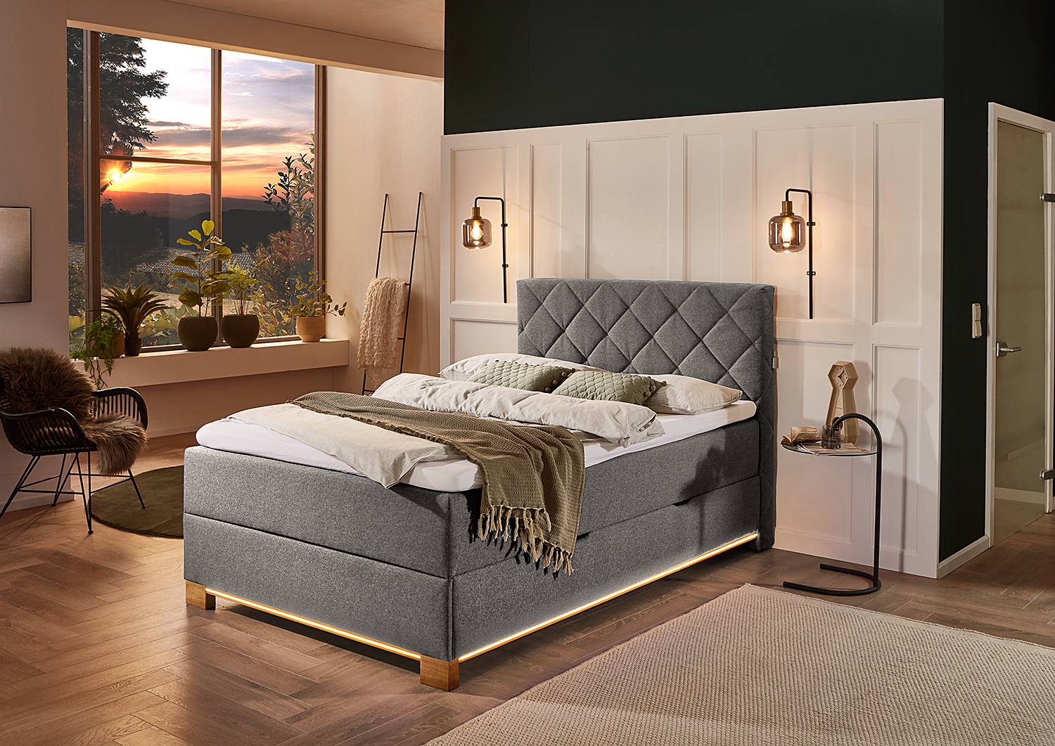 home24 Beleuchtetes Boxspringbett Messina 120 x 200cm Webstoff Asha Grau Eiche home24 Beleuchtetes Boxspringbett Messina 120 x 200cm Webstoff Asha Grau Eiche von home24