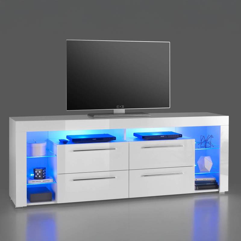home24 Beleuchtetes TV-Lowboard Lusaya MDF Mitteldichte Holfaserplatte , foliert Weiß/Hochglanz Weiß 179 x 67 x 44cm home24 Beleuchtetes TV-Lowboard Lusaya MDF Mitteldichte Holfaserplatte , foliert Weiß/Hochglanz Weiß 179 x 67 x 44cm von home24