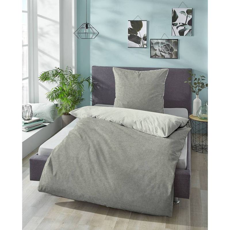 home24 Bettwäsche Finnkongkeila 155 x 200 cm + Kissen 80 x 80 cm Grau/Weiß/Hellgrau/Weiß von home24