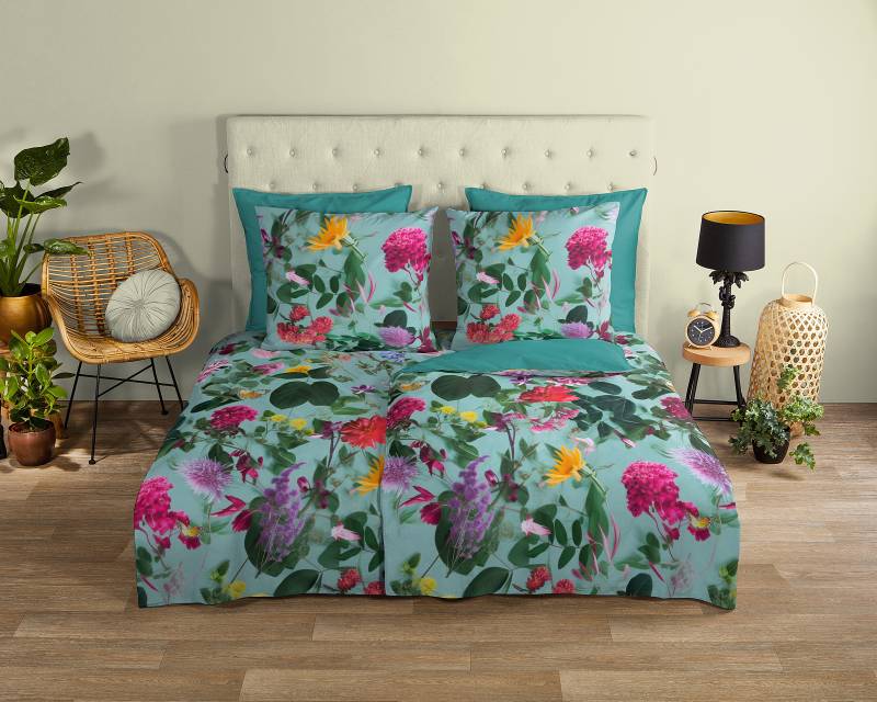 home24 Bettwäsche Mattola 200 x 200 cm + 2 Kissen 80 x 80 cm Blau/Grün/Multicolor von home24