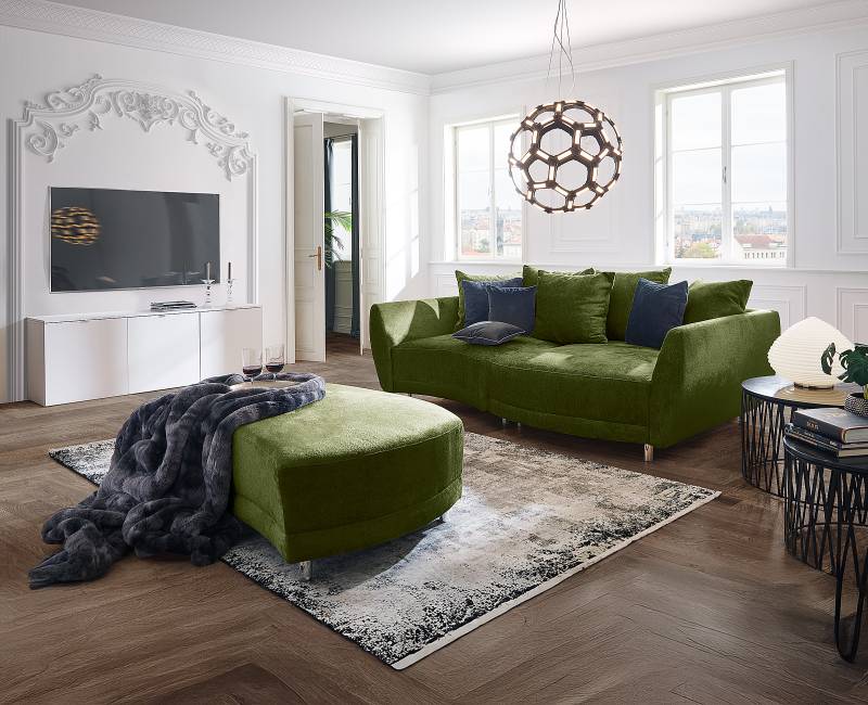 home24 Big-Sofa Aelou Grün Chenille Lorin 243 x 72 x 143cm ohne Schlaffunktion Modern von home24