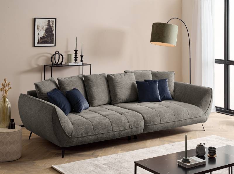 home24 Big-Sofa Padau Blau/Braun Webstoff Aranja 311 x 95 x 130cm Modern von home24