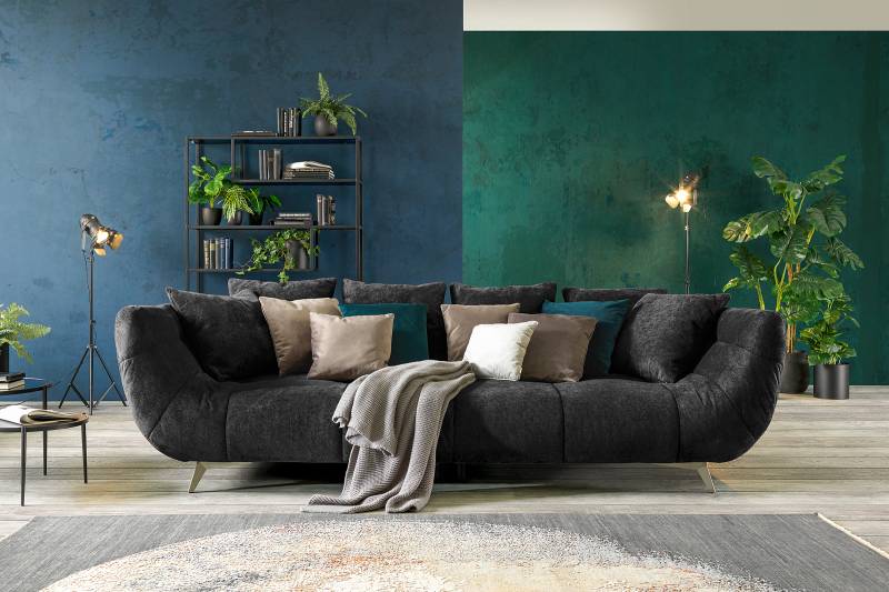 home24 Big-Sofa Schwarz/Schwarz Webstoff 300 x 95 x 133cm Gleichschenklig Modern home24 Big-Sofa Schwarz/Schwarz Webstoff 300 x 95 x 133cm Gleichschenklig Modern von home24