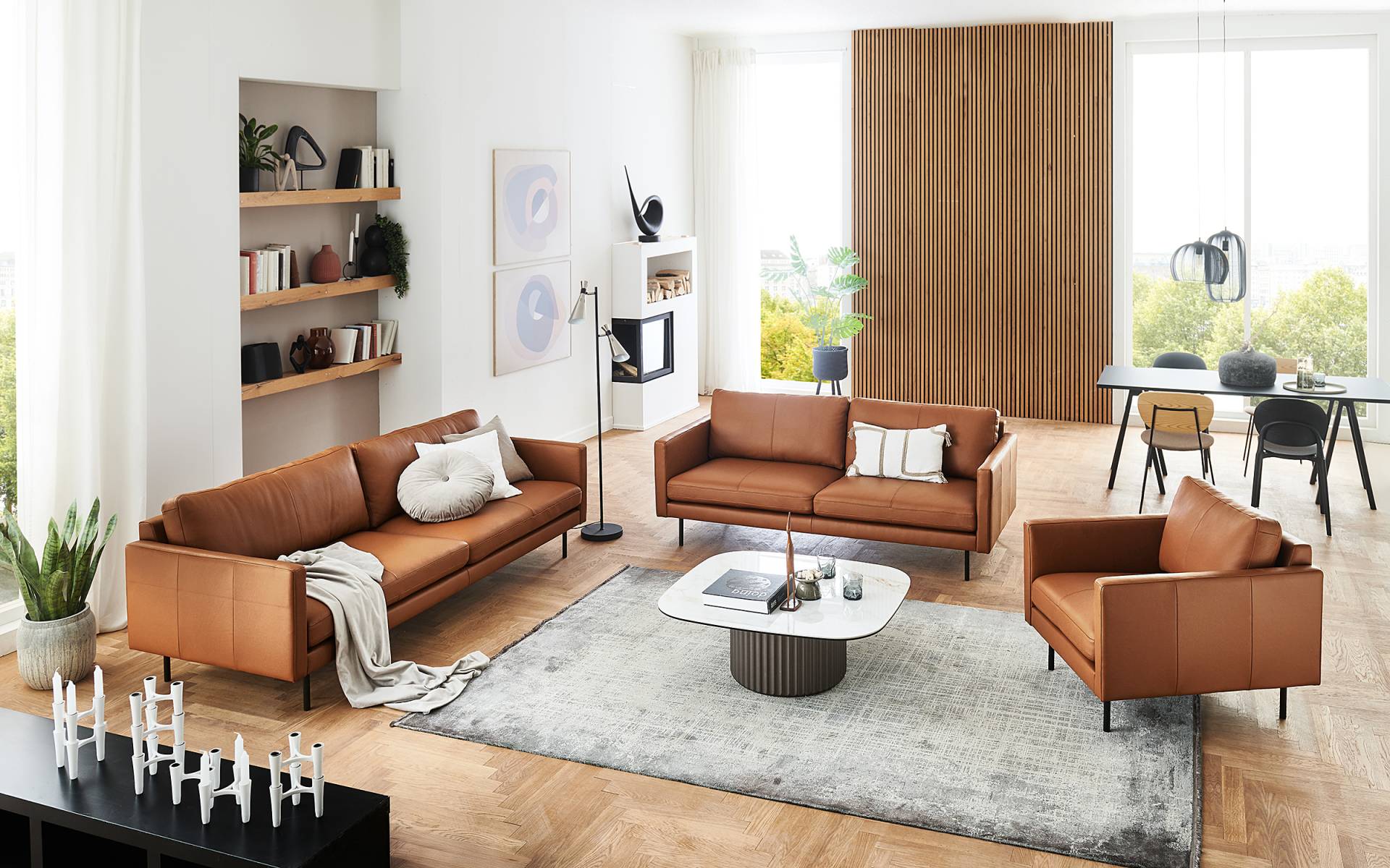 home24 3,5-Sitzer Sofa Braun Echtleder Nardos 226 x 82 x 94cm Skandi home24 3,5-Sitzer Sofa Braun Echtleder Nardos 226 x 82 x 94cm Skandi von home24