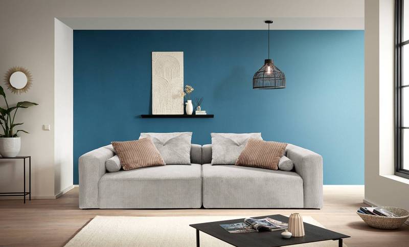 home24 Big-Sofa PERY Grau Cordstoff Poppy 304 x 69 x 135cm Modern von home24