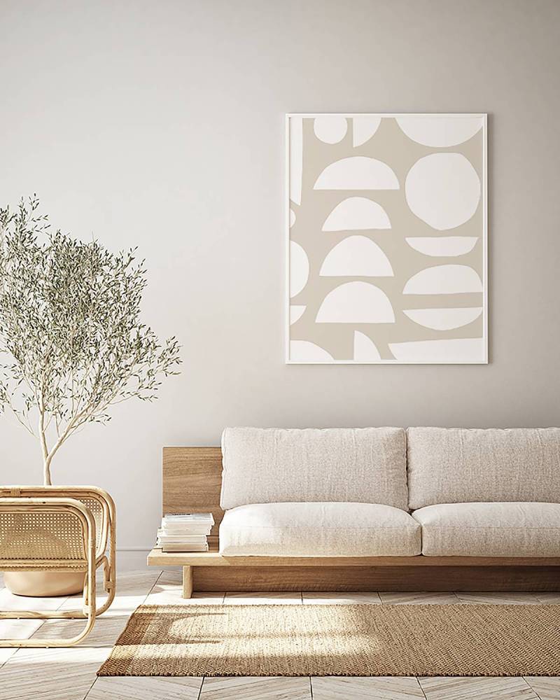 home24 Bild Abstract Neutral Rahmen: Buche Massiv, lackiert Abdeckung: Acrylglas Multicolor 52 x 62cm von home24