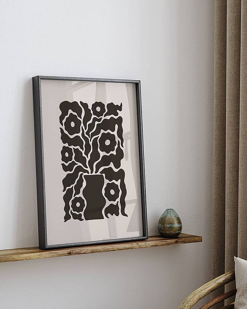 home24 Bild Black Tropical Poster Rahmen: Buche Massiv, lackiert Abdeckung: Acrylglas Multicolor 32 x 42cm von home24