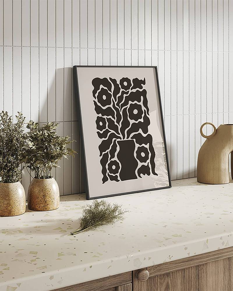 home24 Bild Black Tropical Poster Rahmen: Buche Massiv, lackiert Abdeckung: Acrylglas Multicolor 42 x 52cm von home24